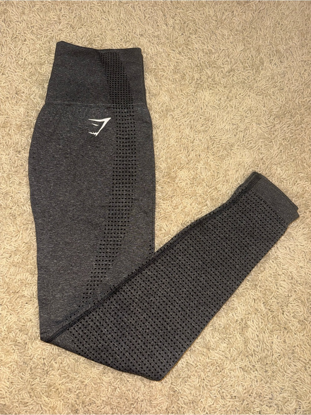 Gymshark Charcoal Perforated Seamless Leggings